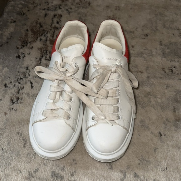 ALEXANDER MCQUEEN OVERSIZED SNEAKERS WHITE LEATHER & RED SUEDE SIZE 38.5 - Picture 9 of 10